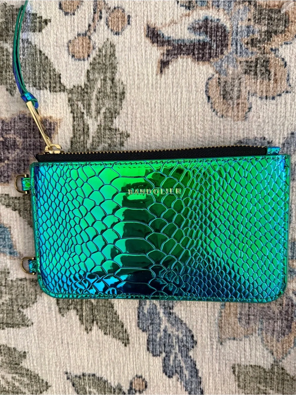 Bandolier Iridescent Teal Blue Snake-Embossed Wallet & Chain Set 13 Pro Max